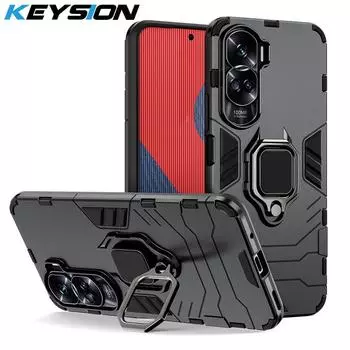 Противоударный защитный чехол KEYSION для HONOR 90 5G 90 Lite 5G, мягкий силиконовый + чехол-подставка для телефона с кольцом из поликарбоната для Huawei Honor 90 70 Lite 5G for Honor 90 красный