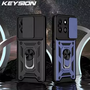 Противоударный защитный чехол KEYSION для HONOR X6b Slide Camera Lens Защитное кольцо Подставка для телефона Задняя крышка для Huawei Honor X6b for Honor X6b красный