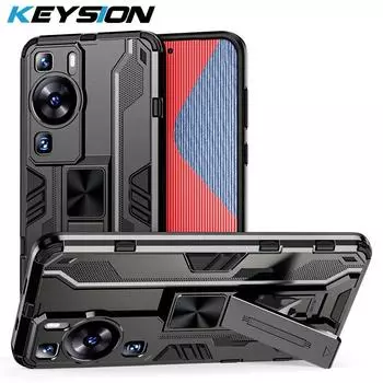 Противоударный защитный чехол KEYSION для Huawei P60 Pro P50 P40 P30 Pro, силиконовый + подставка для ПК, задняя крышка для телефона Huawei Nova 10 Pro for Huawei P60 красный