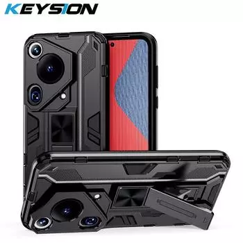 Противоударный защитный чехол KEYSION для Huawei Pura 70 Ultra P70 Pro, силиконовый + подставка для ПК, задняя крышка для телефона Huawei Pura 70 Pro + for Huawei Pura 70 Ultra красный