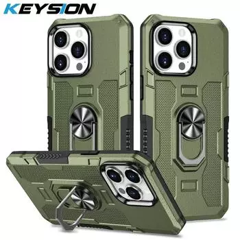 Противоударный защитный чехол KEYSION для iPhone 15 Pro Max 15 Pro Ultra с подставкой и кольцом, задняя крышка для телефона iPhone 14 Plus 13 12 11 Pro Max for iPhone 15 красный