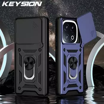 Противоударный защитный чехол KEYSION для IQOO 13 5G, силиконовый + защитное кольцо для камеры из поликарбоната, задняя крышка для телефона VIVO IQOO 13 5G for IQOO 13 чёрный