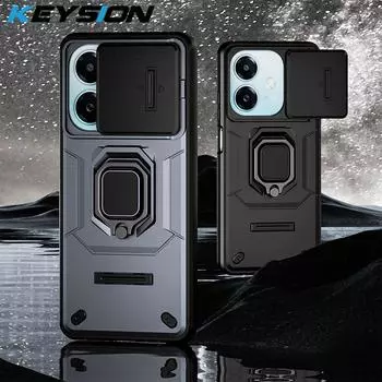 Противоударный защитный чехол KEYSION для OPPO A3 5G A3X Slide Camera Lens Защитное кольцо Подставка для телефона Задняя крышка для OPPO A40 A40m for OPPO A3 фиолетовый