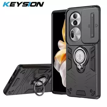Противоударный защитный чехол KEYSION для OPPO Reno11 Pro 5G, защитное кольцо для объектива камеры, чехол-подставка для телефона для OPPO Reno 11 5G for OPPO Reno11 5G серый