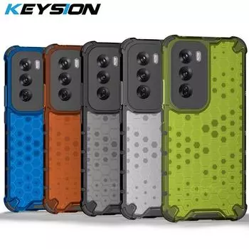 Противоударный защитный чехол KEYSION для OPPO Reno 12 Pro 5G, мягкий силиконовый + прозрачный сотовый чехол для задней панели телефона из поликарбоната для OPPO Reno12 5G for OPPO Reno12 5G синий
