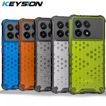 Противоударный защитный чехол KEYSION для POCO F6 F6 Pro, мягкий силикон + ПК, прозрачная сотовая задняя крышка для телефона Xiaomi POCO F6 Pro for POCO F6 синий