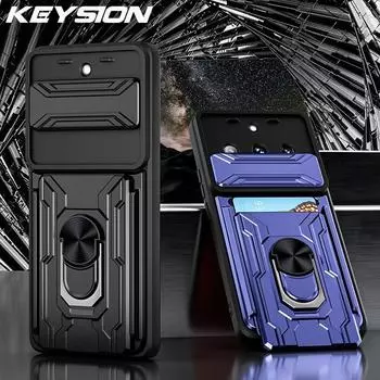Противоударный защитный чехол KEYSION для Realme 11 Pro + 5G C53, сумка для карт, защитное кольцо для камеры, чехол-подставка для телефона Narzo 60 Pro 5G N53