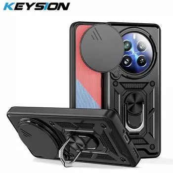 Противоударный защитный чехол KEYSION для Realme 12 Pro + 12 5G, защитное кольцо для слайд-камеры, задняя крышка для телефона-подставки для OPPO Realme 12 5G for Realme 12 5G красный