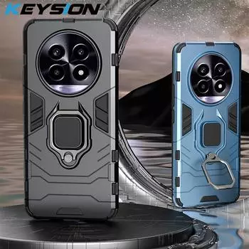 Противоударный защитный чехол KEYSION для Realme 13 Pro+ 5G, мягкий силиконовый чехол + подставка-держатель для ПК, задняя крышка для телефона Realme 13 Pro 5G for Realme 13 Pro 5G красный