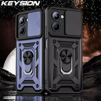 Противоударный защитный чехол KEYSION для Realme C33 C30 C35, защитное кольцо для объектива камеры, чехол-подставка для телефона для OPPO Realme C33