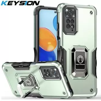 Противоударный защитный чехол KEYSION для Redmi Note 11 11S, глобальная версия, подставка для телефона, задняя крышка для Xiaomi Redmi Note 11 Pro + 5G