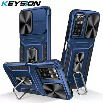 Противоударный защитный чехол KEYSION для Redmi Note 11 Pro 5G, защита объектива слайд-камеры, подставка для телефона, чехол для Redmi Note 11 11S for Redmi Note 11 красный