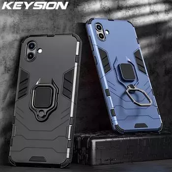 Противоударный защитный чехол KEYSION для Samsung A04 A04S A03, силиконовый + ПК, металлическое кольцо-подставка, задняя крышка для телефона Galaxy M13 5G for Samsung A04 красный