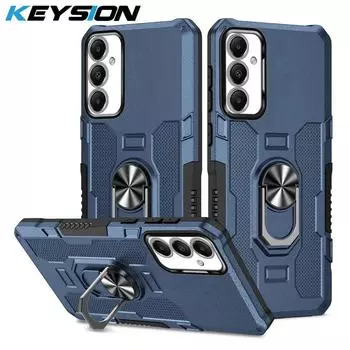 Противоударный защитный чехол KEYSION для Samsung A55 5G A35 A25 A15 4G A05, силиконовый чехол с металлическим кольцом и подставкой + чехол для телефона из ПК для Galaxy A05S for Samsung A05S красный