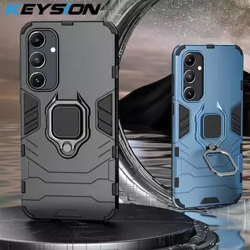 Противоударный защитный чехол KEYSION для Samsung A55 5G A35 A25 A15 A05, силиконовый + ПК, металлическое кольцо-подставка, чехол для телефона Galaxy A05S for Samsung A05S красный