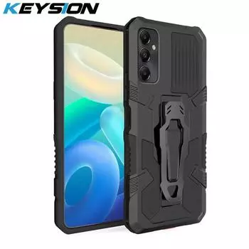 Противоударный защитный чехол KEYSION для Samsung A55 5G A35 A25 A15 A05, силиконовый + металлический чехол-клип с металлической подставкой для ПК, чехол для телефона Galaxy A05S