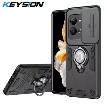 Противоударный защитный чехол KEYSION для VIVO V25 5G X80 Lite, защитное кольцо для объектива камеры, чехол-подставка для телефона VIVO Y35 Y22 Y22S for VIVO V25 серый