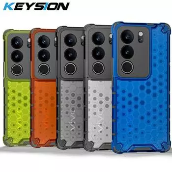 Противоударный защитный чехол KEYSION для VIVO V29 5G V27 V27e, силиконовый + ПК, прозрачная сотовая задняя крышка для телефона VIVO V25 5G V25e for VIVO V29 синий