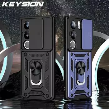 Противоударный защитный чехол KEYSION для VIVO V29 5G V27 5G, защитное кольцо для объектива камеры, чехол-подставка для телефона VIVO V27e V25e V29 for VIVO V29 красный