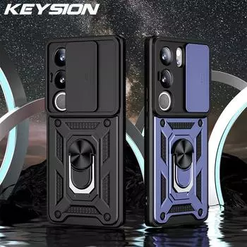 Противоударный защитный чехол KEYSION для VIVO V29e 5G, защитное кольцо для объектива камеры, чехол-подставка для телефона для VIVO Y200 5G for VIVO V29e красный