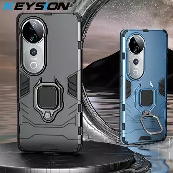 Противоударный защитный чехол KEYSION для VIVO V40 5G V40 Pro, мягкий силиконовый чехол + подставка-держатель из поликарбоната, задняя крышка для телефона VIVO V40 Pro 5G for VIVO V40 красный