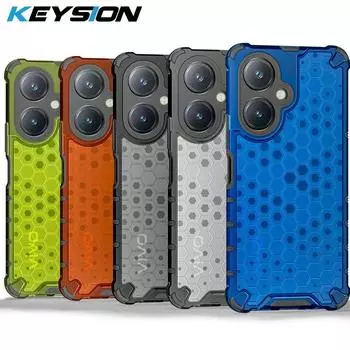 Противоударный защитный чехол KEYSION для VIVO Y27 4G Y36, мягкий силикон + ПК, прозрачная сотовая задняя крышка для телефона VIVO Y36 4G Y27 for VIVO Y27 4G синий