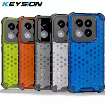 Противоударный защитный чехол KEYSION для Xiaomi 14 14 Pro 5G, силиконовый + прозрачный сотовый чехол для телефона из поликарбоната для Xiaomi 13 Pro 13 Ultra for Xiaomi 14 синий