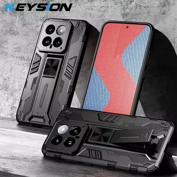 Противоударный защитный чехол KEYSION для Xiaomi 14 Pro 5G, мягкий силикон + подставка для ПК, задняя крышка для телефона Redmi Note 13 5G 13 Pro + 5G for Xiaomi 14 красный