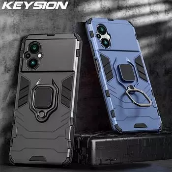 Противоударный защитный чехол KEYSION для Xiaomi POCO M5 M5S M4 5G, силиконовый + ПК, металлическое кольцо-подставка, задняя крышка для телефона Redmi 11 Prime 5G for POCO M5 красный
