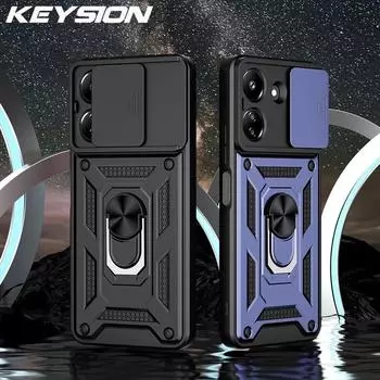 Противоударный защитный чехол KEYSION для Xiaomi POCO C65 C51 C50, защитное кольцо для камеры, чехол-подставка для телефона Redmi 13C 12C 10C for POCO C65 красный