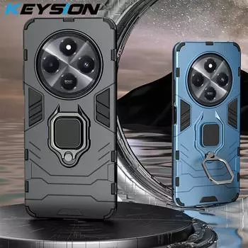 Противоударный защитный чехол KEYSION для Xiaomi POCO C75, мягкий силикон + кольцо-подставка для ПК, задняя крышка для телефона POCO C75 for POCO C75 красный