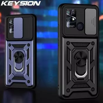 Противоударный защитный чехол KEYSION для Xiaomi POCO C40 M5s, защита камеры с push-pull c задней крышкой телефона для Redmi 10 Power