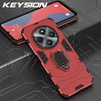 Противоударный защитный чехол KEYSION для Xiaomi Redmi 14C, мягкий силикон + кольцо-подставка для ПК, задняя крышка для телефона Redmi 14C 4G for Redmi 14C красный