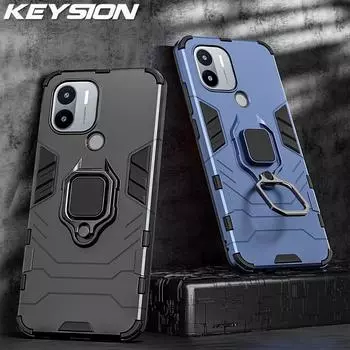 Противоударный защитный чехол KEYSION для Xiaomi Redmi A1 + A1 Plus, мягкий силикон + подставка для телефона с кольцом из поликарбоната, задняя крышка для Xiaomi Redmi A1 Plus