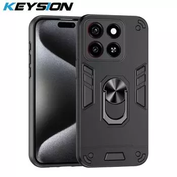 Противоударный защитный чехол KEYSION для ZTE Blade A55 A35, силиконовый чехол + защитное кольцо для камеры ПК, подставка для телефона, чехол для ZTE Blade A35 A55 for ZTE Blade A35 синий