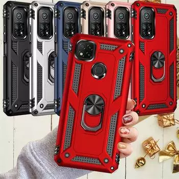 Противоударный защитный чехол с кольцом для Xiaomi mi A3 10 10T Lite Redmi Note 7 7A 8 8A 8T 9 9A 9AT 9C Note 9T Note 10 10S Poco M2 M3 X3 NFC k30 k40 Pro Redmi K40 Pro чёрный