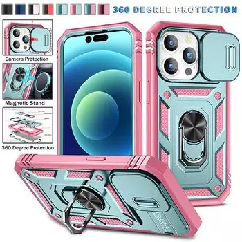 Противоударный защитный чехол с выдвижной линзой 3 в 1 для iPhone 15 14 13 12 11 Pro Max XR XS MAX 7P 8P/Samsung S24 S23 S22 S21 S20 Ultra Plus A13 A53 A14 A54 iPhone 6/6S чёрный