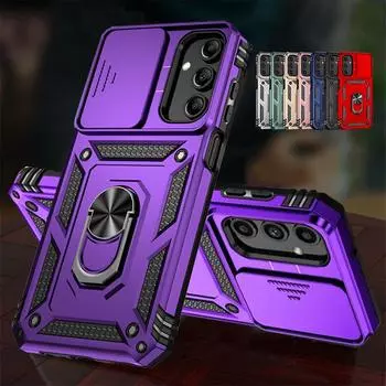 Противоударный защитный чехол со слайд-объективом для Samsung Galaxy A25 A15 A05 A04S A14 A24 A34 A54 A23 A33 A53 A73 A13 A52 5G S21 S22 S23 S24 Ultra Plus Ring Cover For Samsung Galaxy A05 фиолетовый