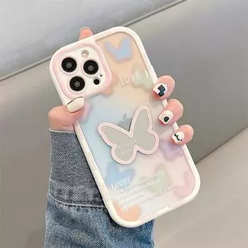 Противоударный зеркальный чехол Ins Star Love Butterfly Bear для Iphone 13 Pro Max 14 12 11 Xs X Xr 14 Plus с защитой от падения для девочек, чехол для телефона for iphoneX(5.8 )