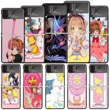 Противоударный жесткий чехол CardCaptor Sakura Anime для Samsung Galaxy Z Flip 4 3 5G, чехол для телефона Z Flip3 Flip4, черный матовый чехол Samsung Z Flip 4