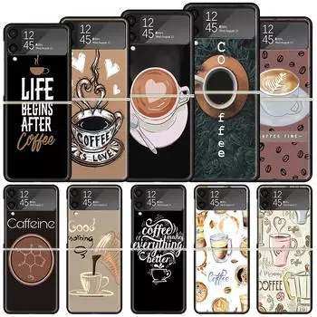 Противоударный жесткий чехол с чашкой кофе и вина для Samsung Galaxy Z Flip 4 3 5G, чехол для телефона Z Flip3 Flip4, черный матовый чехол Samsung Z Flip 4