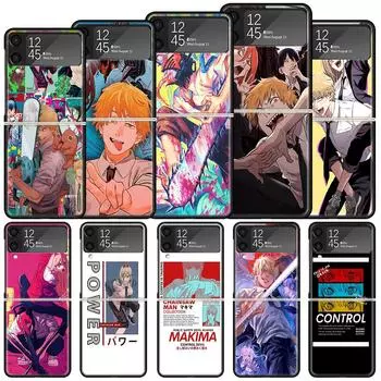 Противоударный жесткий чехол с изображением человека-бензопилы для Samsung Galaxy Z Flip 4 3 5G Phone Cover Z Flip3 Flip4 Black Fundas Matte Shell Capa Samsung Z Flip 4