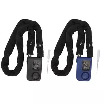 Противоугонный цепной замок с вибрационной сигнализацией 110 дБ, водонепроницаемый, гидравлический, устойчивый к механическим повреждениям Blue