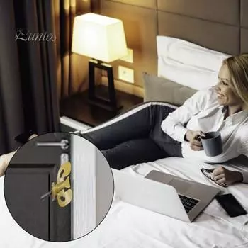 Противоугонный дверной замок, высокопрочный, нержавеющий, компактный размер, для путешествий, дополнительная безопасность, конфиденциальность, дверной шкафчик, охранное устройство чёрный