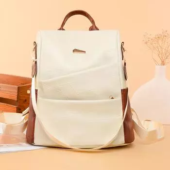 Противоугонный рюкзак женский рюкзак большой емкости мягкая сумка Lrather белый