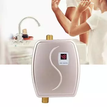 Проточный водонагреватель, 3800 Вт Мини-электрический проточный водонагреватель, прочный, элегантный и модный для ванной комнаты, кухни, мойки EU золотой