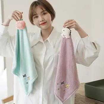 Протрите полотенце для рук, мягкое, приятное на ощупь, быстро впитывающее, сухое, супер утолщенное, с вышивкой мультяшной куклы синий