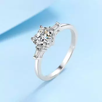 Проверенное бриллиантовое обручальное кольцо с муассанитом в форме сердца, 1 карат, цвет D, VVS1, женское кольцо из стерлингового серебра 925 пробы, золото 18 карат, высокое кольцо, роскошные ювелирные изделия 5