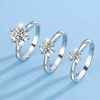 Проверенные бриллианты Pass 1-2 карата, муассанит, изысканные свадебные обручальные кольца, круглое бриллиантовой огранки, обручальное кольцо, ювелирные изделия из стерлингового серебра 5