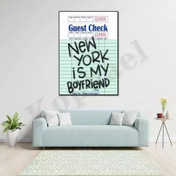 Проверка гостей - Настенный художественный постер с абстрактным алфавитом «Нью-Йорк — мой парень» 21cm30cm NoFrame